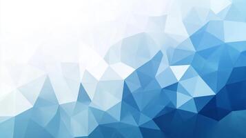 Geometric pattern transitioning from light to dark blue shades, created by arranging many triangle shapes of varying sizes and opacities. photo