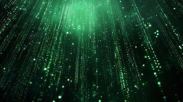 Cascading green lights create a futuristic and mesmerizing effect, ideal for technology or digital media backdrops. Visually captivating. photo
