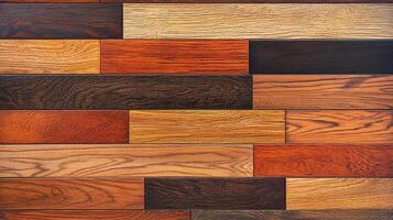 A visually appealing wood plank background with various hues of brown, orange, and beige creating a warm, textured surface. photo