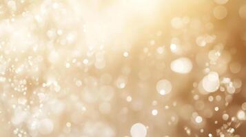 Golden bokeh lights abstract background. The soft focus effect creates a magical feel, perfect for festive and elegant designs. photo