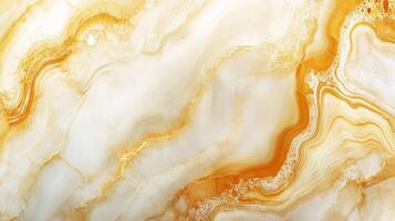 Swirling patterns of cream and amber create a mesmerizing abstract stone texture, reminiscent of natural mineral formations. photo