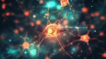Detailed 3D rendering of nerve cells, highlighting neural connections, brain function, and complex biological networks. photo
