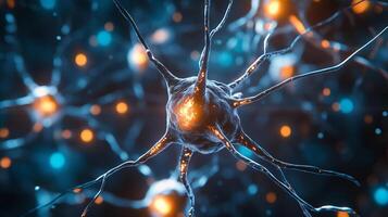 A detailed, close-up image showing the complex network of interconnected nerve cells, suggesting neurological processes and biological complexity. photo