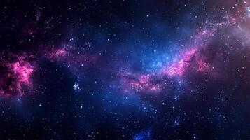 A mesmerizing cosmic scene featuring vibrant nebulas and countless stars twinkling in the vast expanse of space, showing beauty and depth. photo