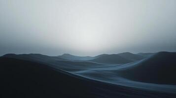 A moody and atmospheric ocean surface with rolling waves under a hazy sky, creating a sense of mystery and vastness. Beautiful blues and blacks. photo