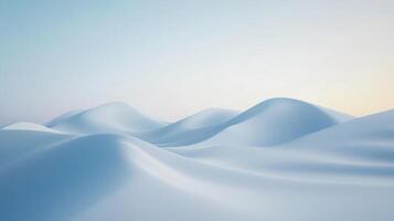 Minimalist landscape with smooth, blue hills under a gradient sky. Serene and peaceful nature scenery. Soft, undulating shapes invite contemplation. photo