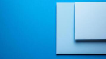 Geometric blue composition featuring overlapping rectangular planes. Modern and minimalist design with serene color palette. Abstract art. photo