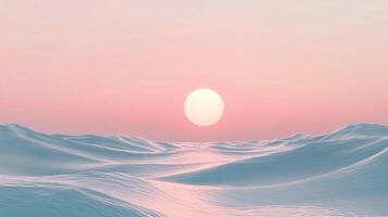 Ocean waves under a soft pink sunset sky, creating a serene and dreamy seascape with gentle light reflecting on the water's surface. photo