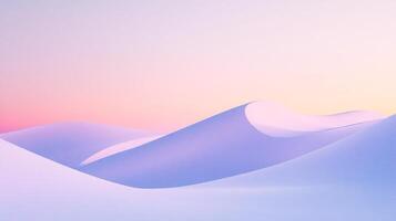 Abstract landscape evokes tranquility with flowing hills under a soft, pastel sky. Minimalist design creates calming visual experience. photo