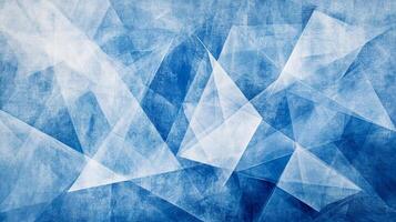 Geometric abstract with a crisp blue and white color scheme, evokes ice or shattered glass with a textured background. Complex and modern. photo