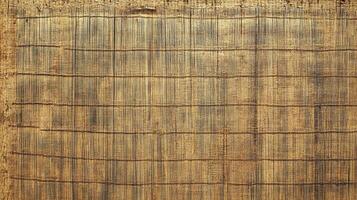 Detailed view of rustic, handcrafted wall made from dried reeds arranged into a textured, natural, organic pattern. Simple and primitive art. photo