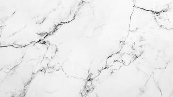 Elegant white marble texture with intricate dark veining, creating a timeless and sophisticated aesthetic, suitable for backgrounds. photo