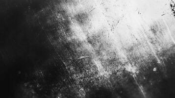A high-contrast, black and white abstract showcasing textures and patterns, with a gradient shift from dark to bright areas and scratches photo