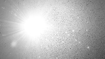 Radiant starburst effect shining on the left, with light illuminating many dust specks and creating a textured celestial scene. photo
