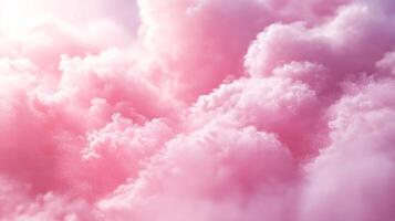 Pink clouds fill the sky, creating a soft, dreamy and ethereal atmosphere. The fluffy formations evoke feelings of tranquility and peace. photo