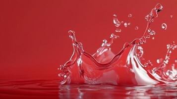 Dynamic liquid splash against vibrant backdrop showcasing fluidity, motion, and the interaction of water and light in a captivating composition. photo