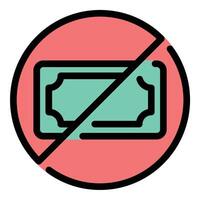 No money icon in flat line style representing lack of funds financial hardship or zero balance ideal for banking and economic concepts. vector