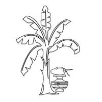 Creative banana tree line art with mangal ghot vector