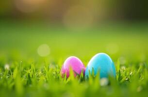 Background with copy space lovely for text and decorated Easter eggs photo