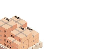 STACK OF BOXES ON WOODEN PALLET, FREE SPACE ON RIGHT TOP. ILLUSTRATION FOR DELIVERY AND SHIPMENT BACKGROUND. vector