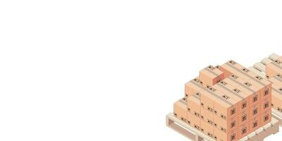 STACK OF BOXES ON WOODEN PALLET, FREE SPACE ON LEFT TOP. ILLUSTRATION FOR DELIVERY AND SHIPMENT BACKGROUND. vector