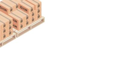 STACK OF BOXES ON WOODEN PALLET, FREE SPACE ON RIGHT BOTTOM. ILLUSTRATION FOR DELIVERY AND SHIPMENT BACKGROUND. vector