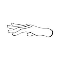A hand in a side view, positioned horizontally reaching for something. sketch Line illustration vector