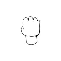 Hand gesture, clenched fist back view Symbol of power or protest. Line art sketch style illustration vector