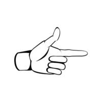 Hand Index Pointing right Illustration. Finger hand drawn sketch style Line art illustration vector