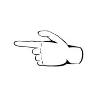 Hand Index Pointing left Illustration. Finger hand drawn sketch style Line art illustration vector