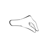 A hand making a pinching gesture, A little bit or take something sign. Sketch Line illustration vector