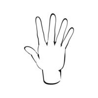 Four finger up or number count concept design illustration, Back hand view sketch Line art vector