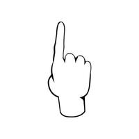 One finger up or number count concept, Back hand view hand drawn sketch Line illustration vector