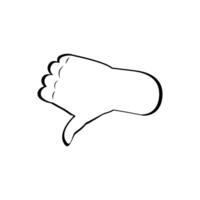 The thumb down gesture mean dislike, hand drawn sketch style Line art flat illustration vector