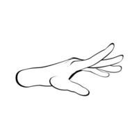 A hand making a graceful reaching gesture, isolated background. Sketch Line illustration vector