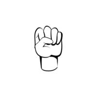 A clenched fist with five fingers on the hand, Line art sketch style illustration vector
