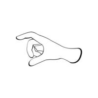 Pointing finger with right handed isolated, Side view hand drawn sketch Line illustration vector