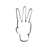 Three finger up or number count concept design illustration, Back hand view sketch Line art vector