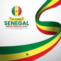 Senegal flag template for national independence day square banner background vector