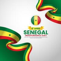Senegal Independence day square banner background with ribbon flag design vector