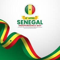Senegal Independence day square banner background with waving ribbon flag design vector
