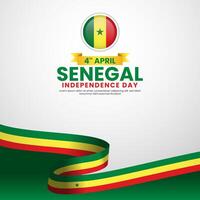 Senegal independence day greeting card, square banner background template with flag stripes vector