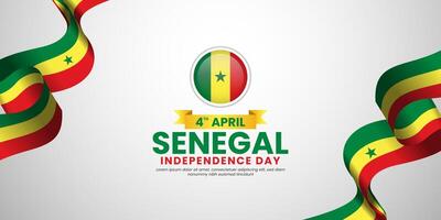 Senegal flag ribbon banner background for independence day design with blank space area vector