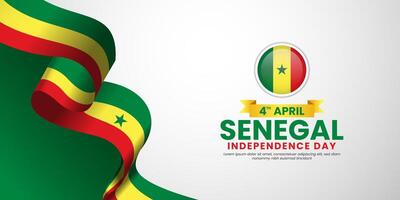 Senegal flag ribbon banner background template for independence day design with blank space area vector