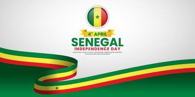 Senegal independence day banner background with ribbon flag design with blank space area vector