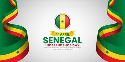 Senegal flag ribbon banner background template for independence day with blank space area vector