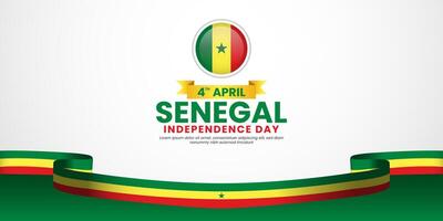 Senegal flag banner background template for independence day design with blank space area vector