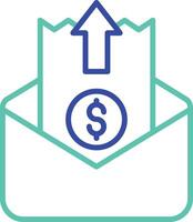 Upload invoice outline dual color icon vector