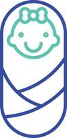 New born outline dual color icon vector