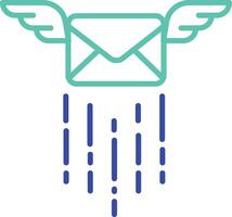 mail wings outline dual color icon vector